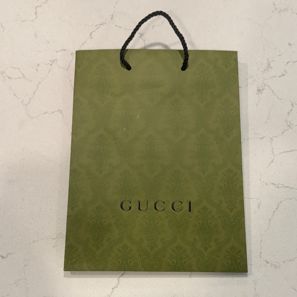 Gucci Olive Green Patterned shopping Bag